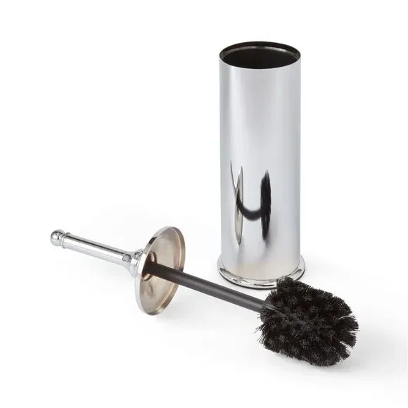 Toilet Brush with Holder - Silver, Chrome