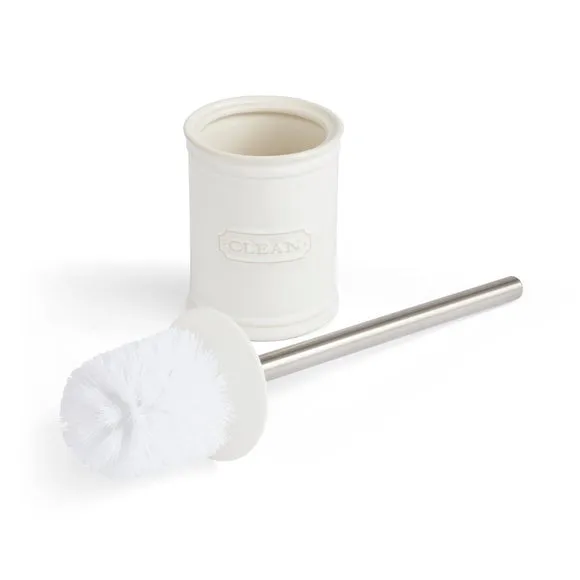 Toilet Brush with Holder - White, Ceramic