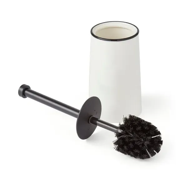 Toilet Brush with Holder - White, Ceramic