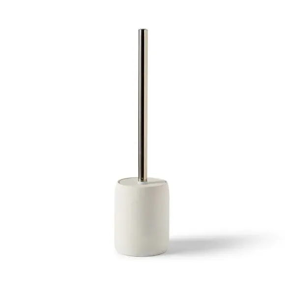 Toilet Brush with Holder - White, Metal Handle