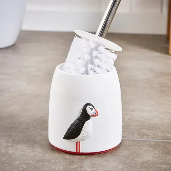 Toilet Brush with Holder - White, Resin