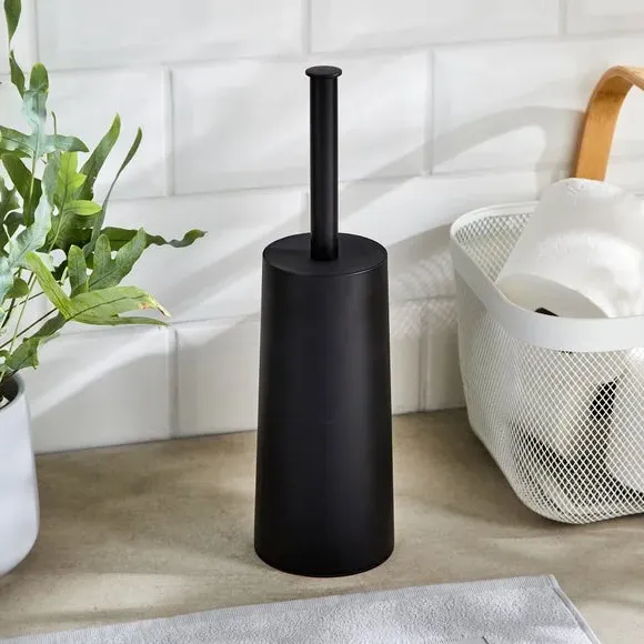 Toilet Brush with Lid - Black, Stainless Steel image