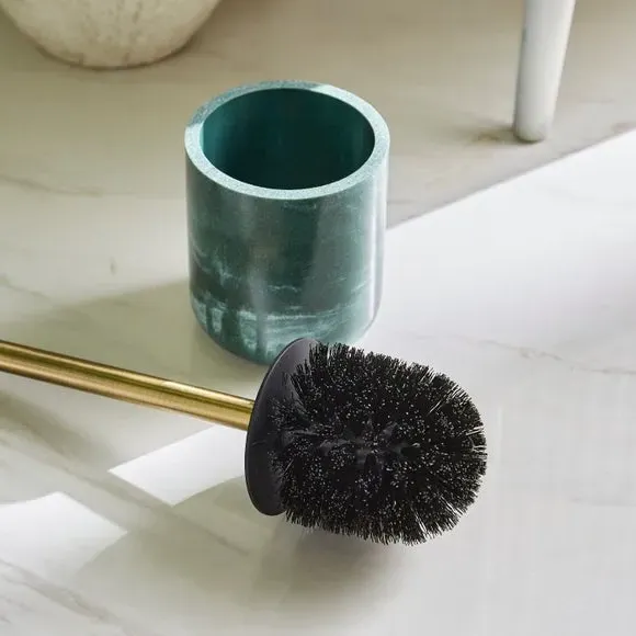 Toilet Brush with Marble Effect - Green, Resin