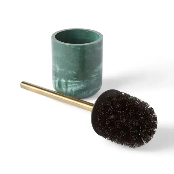 Toilet Brush with Marble Effect - Green, Resin