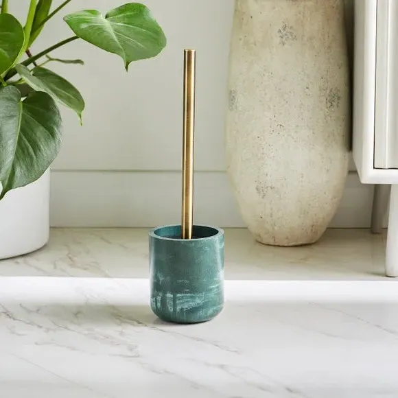 Toilet Brush with Marble Effect - Green, Resin image