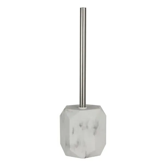 Toilet Brush with Marble Effect - White, Resin