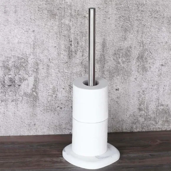 Toilet Roll Holder with Storage - White, Marble