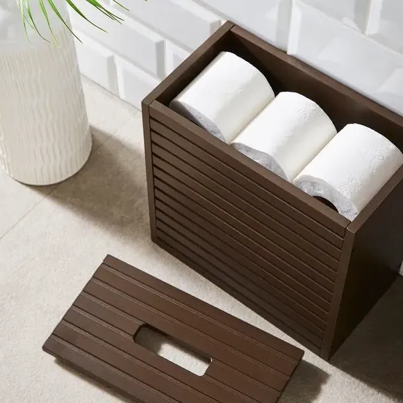Toilet Roll Storage Box with Lid - Chocolate