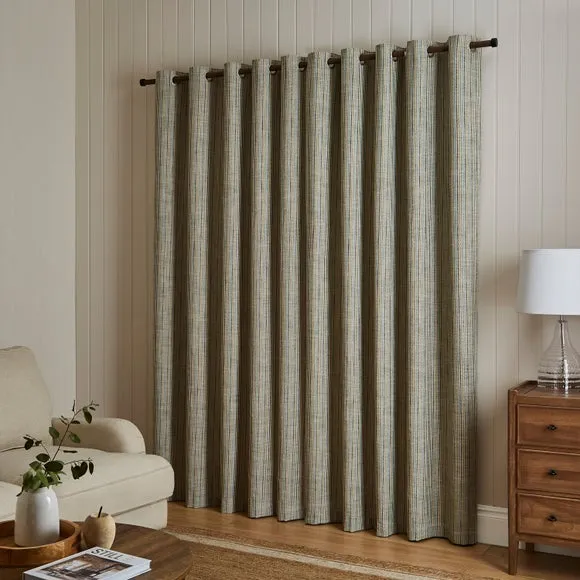 Tonal Stripe Eyelet Curtains - Green