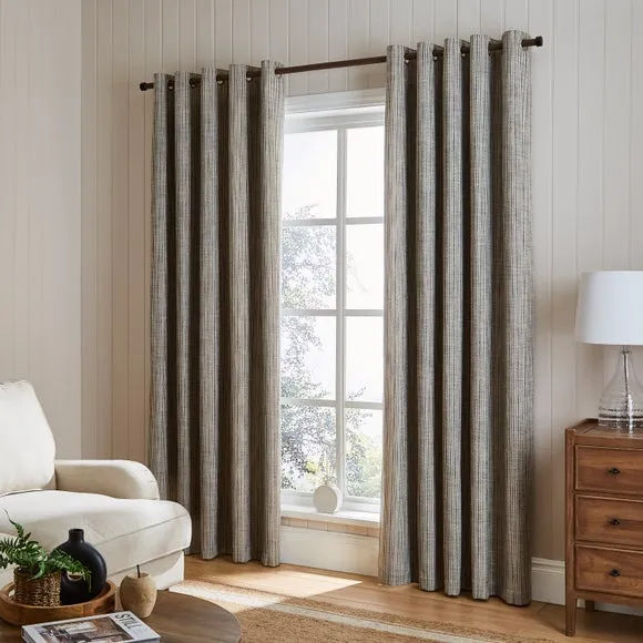 Tonal Stripe Eyelet Curtains - Monochrome