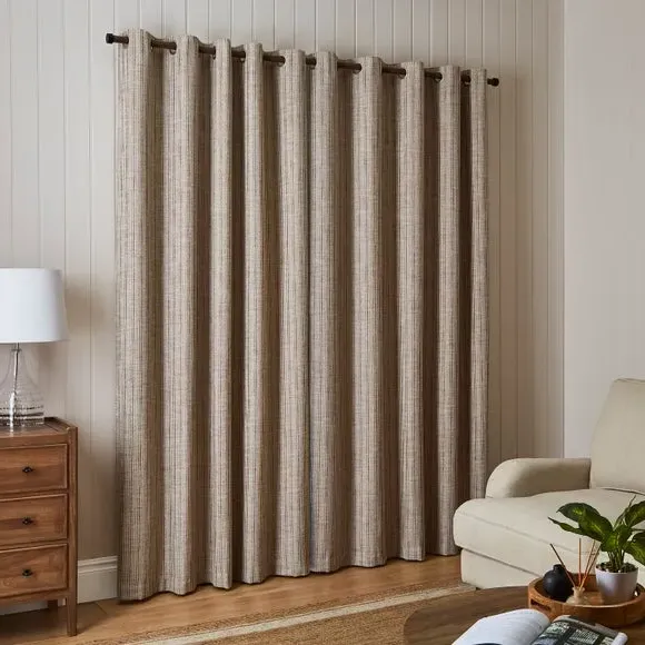 Tonal Stripe Eyelet Curtains - Natural