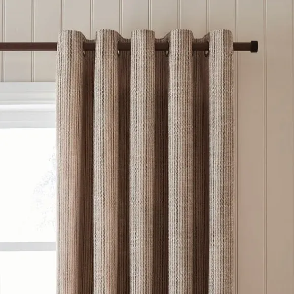 Tonal Stripe Eyelet Curtains - Natural
