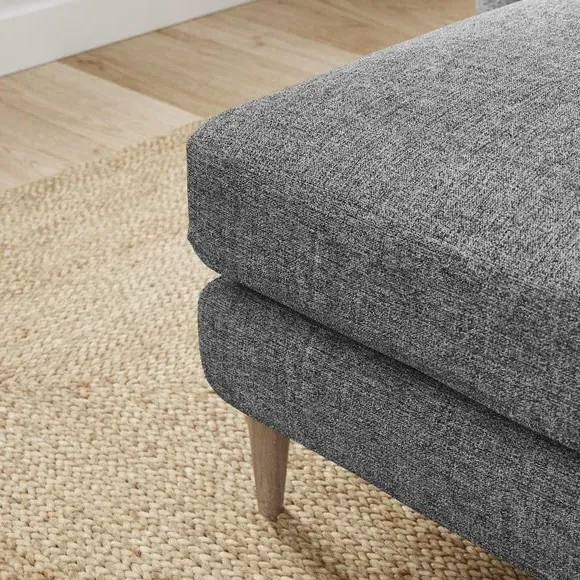 Tonal Weave Footstool - Grey, Polyester