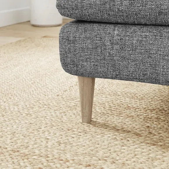 Tonal Weave Footstool - Grey, Polyester