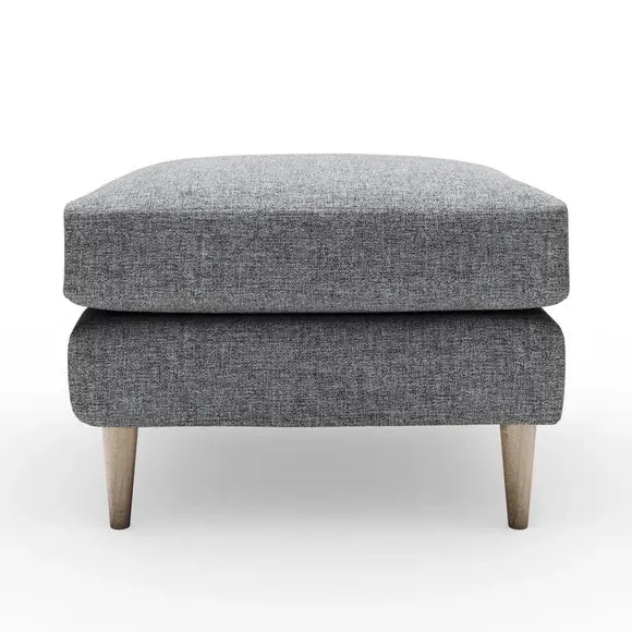 Tonal Weave Footstool - Grey, Polyester