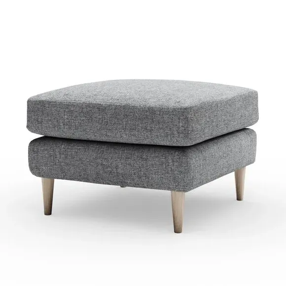 Tonal Weave Footstool - Grey, Polyester