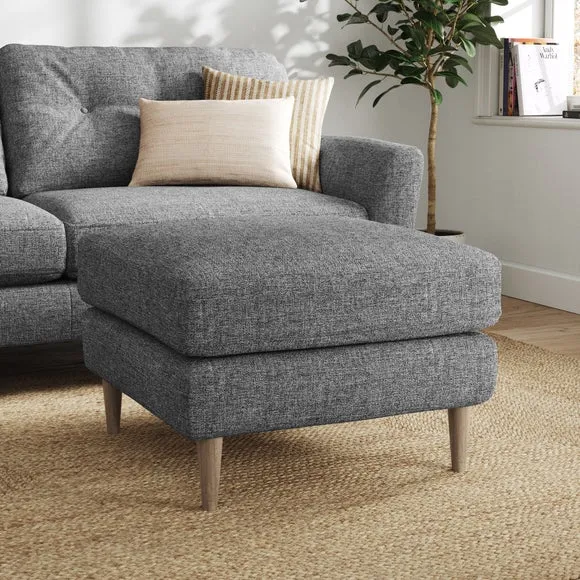 Tonal Weave Footstool - Grey, Polyester image