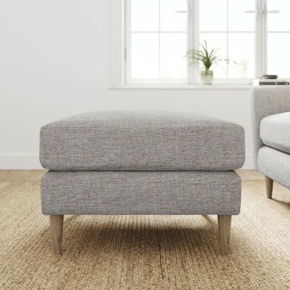 Tonal Weave Footstool - Natural, Polyester