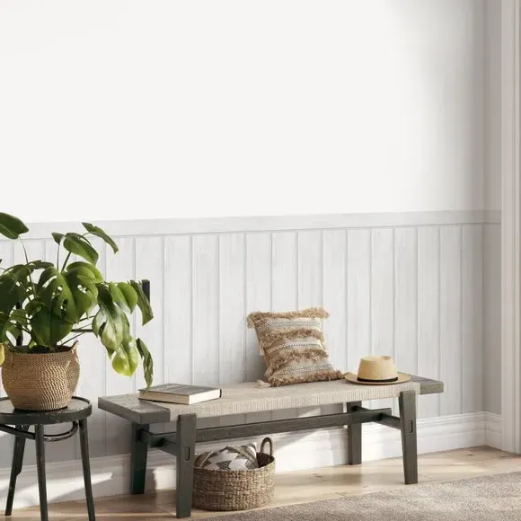 Tongue & Groove Panel Wallpaper - Grey, Non-Woven image