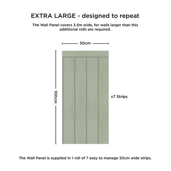 Tongue & Groove Panel Wallpaper - Sage, Non-Woven