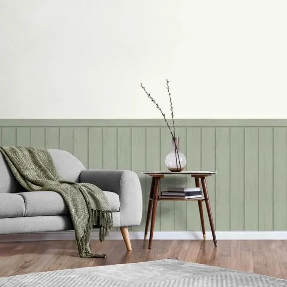 Tongue & Groove Panel Wallpaper - Sage, Non-Woven