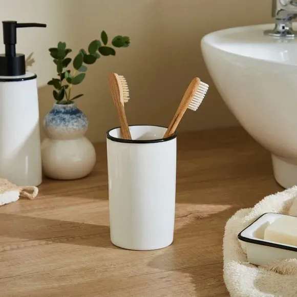 Toothbrush Holder - White, Ceramic image