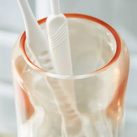 Toothbrush Holder with Ombre Design - Apricot Glass