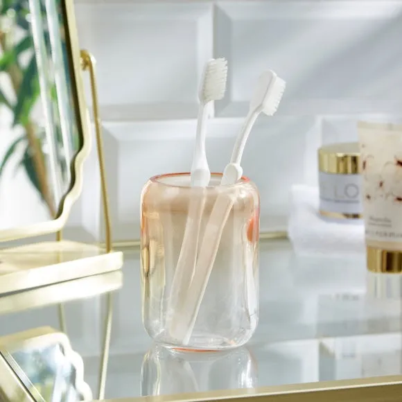 Toothbrush Holder with Ombre Design - Apricot Glass image