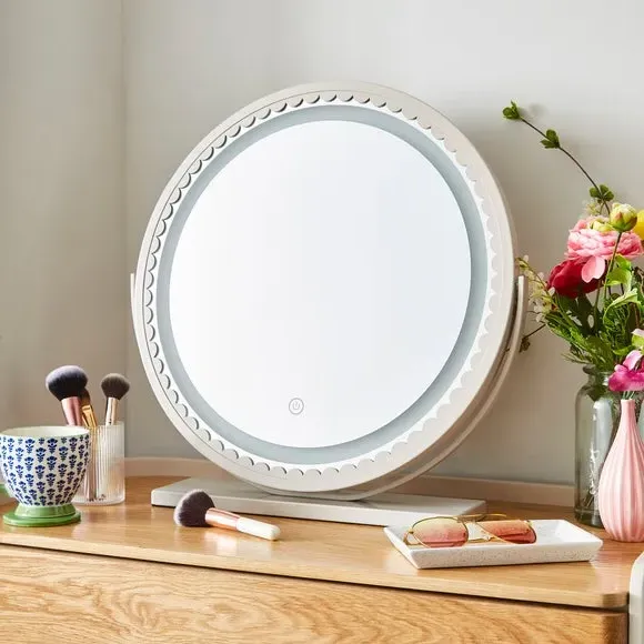 Touch Dimmable Dressing Table Mirror - White
