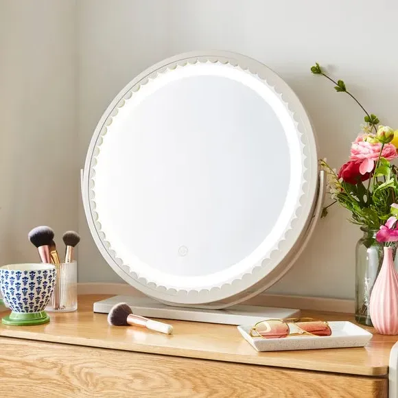Touch Dimmable Dressing Table Mirror - White