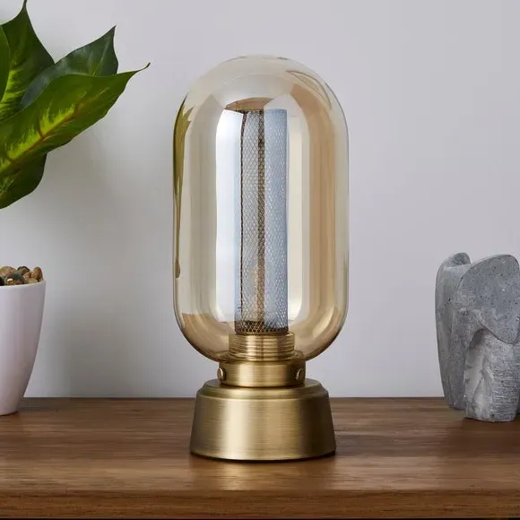 Touch Dimmable Table Lamp - Antique Brass, Mesh