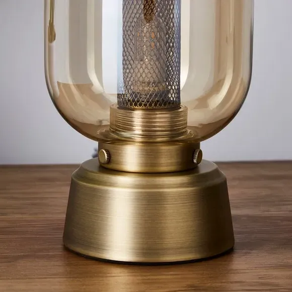 Touch Dimmable Table Lamp - Antique Brass, Mesh