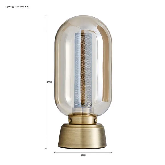 Touch Dimmable Table Lamp - Antique Brass, Mesh