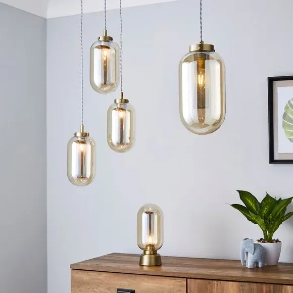 Touch Dimmable Table Lamp - Antique Brass, Mesh