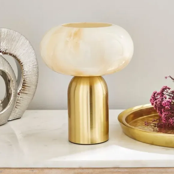 Touch Table Lamp with Alabaster Shade - Gold, Metal image