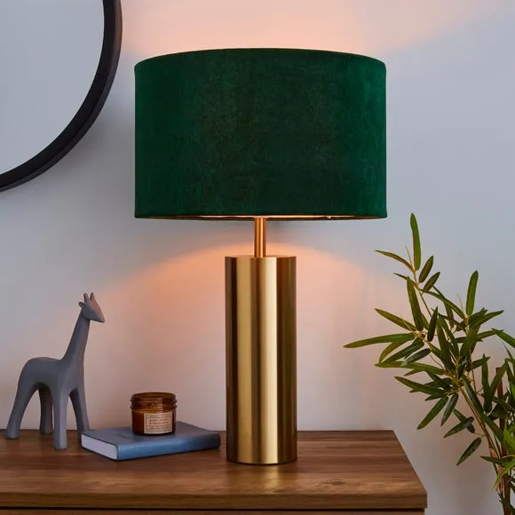 Touch Table Lamp with Dimmer - Green, Velvet