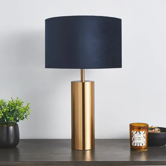 Touch Table Lamp with Dimmer - Navy, Velvet