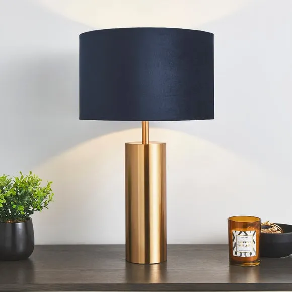 Touch Table Lamp with Dimmer - Navy, Velvet