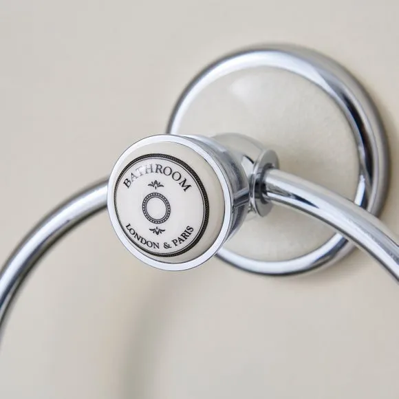 Towel Ring Vintage Style - White, Metal