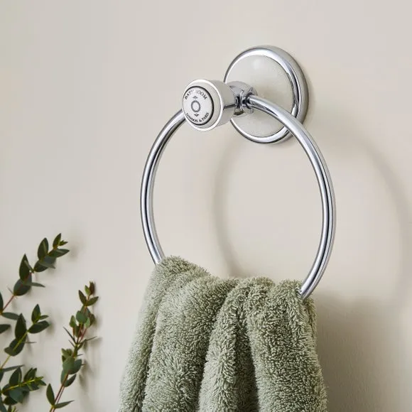 Towel Ring Vintage Style - White, Metal image