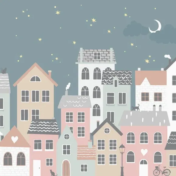 Toy Town Wall Mural - Multicolor, Non-Woven