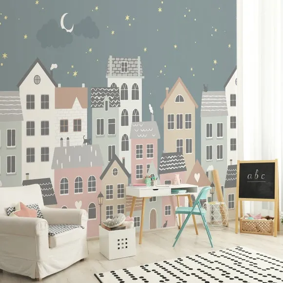 Toy Town Wall Mural - Multicolor, Non-Woven