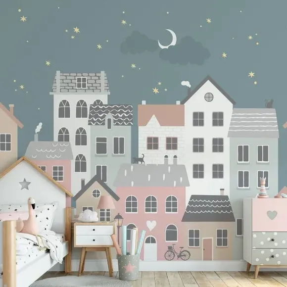Toy Town Wall Mural - Multicolor, Non-Woven