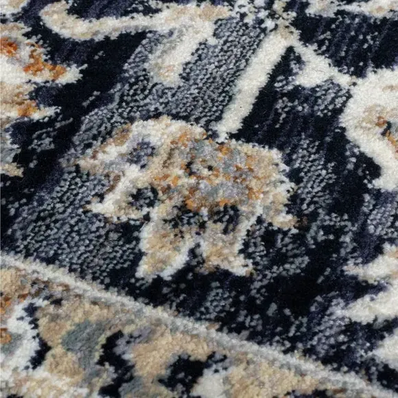 Traditional Patterned Rug - Navy, Polypropylene