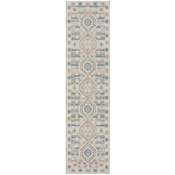 Traditional Patterned Washable Runner - Blue