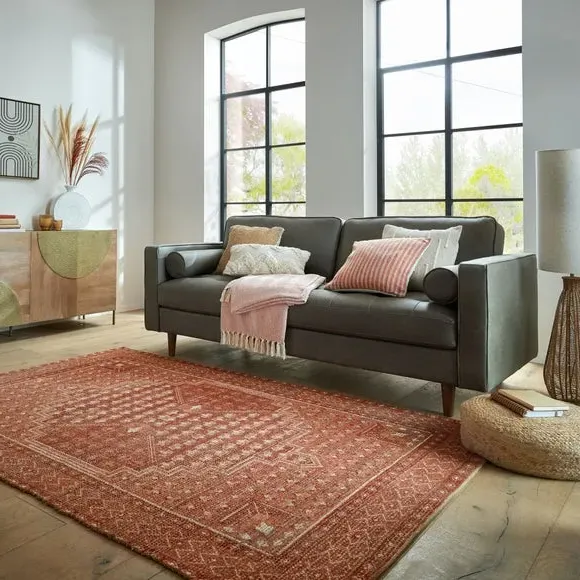 Traditional Printed Rug - Terracotta, Jute