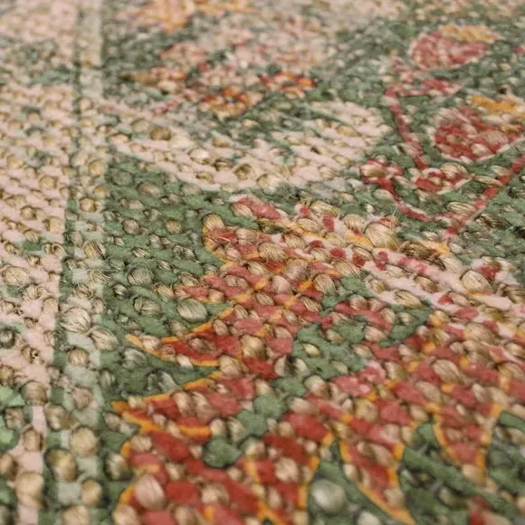Traditional Rug Hand Woven - Green, Jute