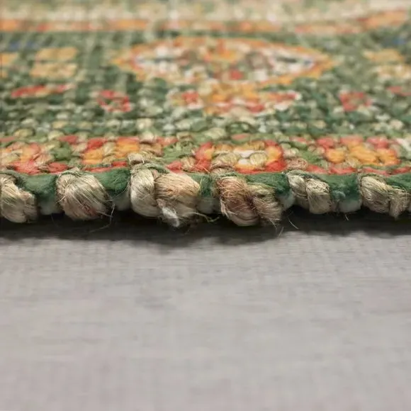Traditional Rug Hand Woven - Green, Jute