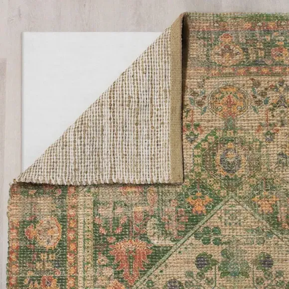 Traditional Rug Hand Woven - Green, Jute