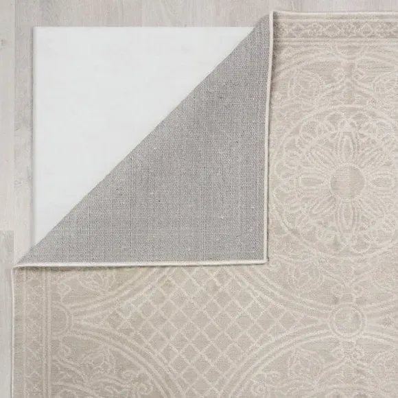 Traditional Rug High-Low Pile - Ivory, Polyester